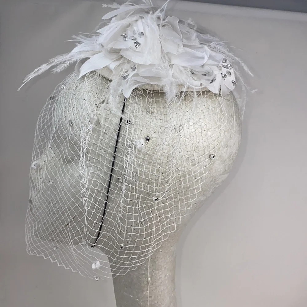 Eric Javits White Wedding Bridal Veil Hat